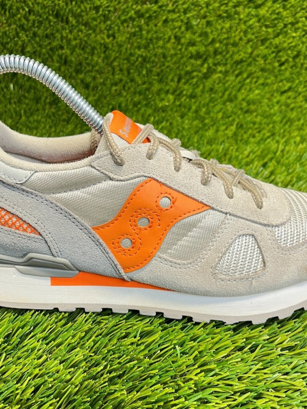 Saucony Shadow Original Boys Size 3.5Y Gray Orange Walking Shoes Sneakers